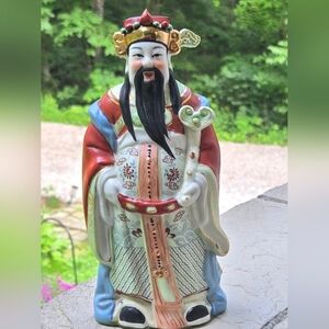 Vintage Chinese Porcelain Figure Fu Lu Shou God Of Prosperity